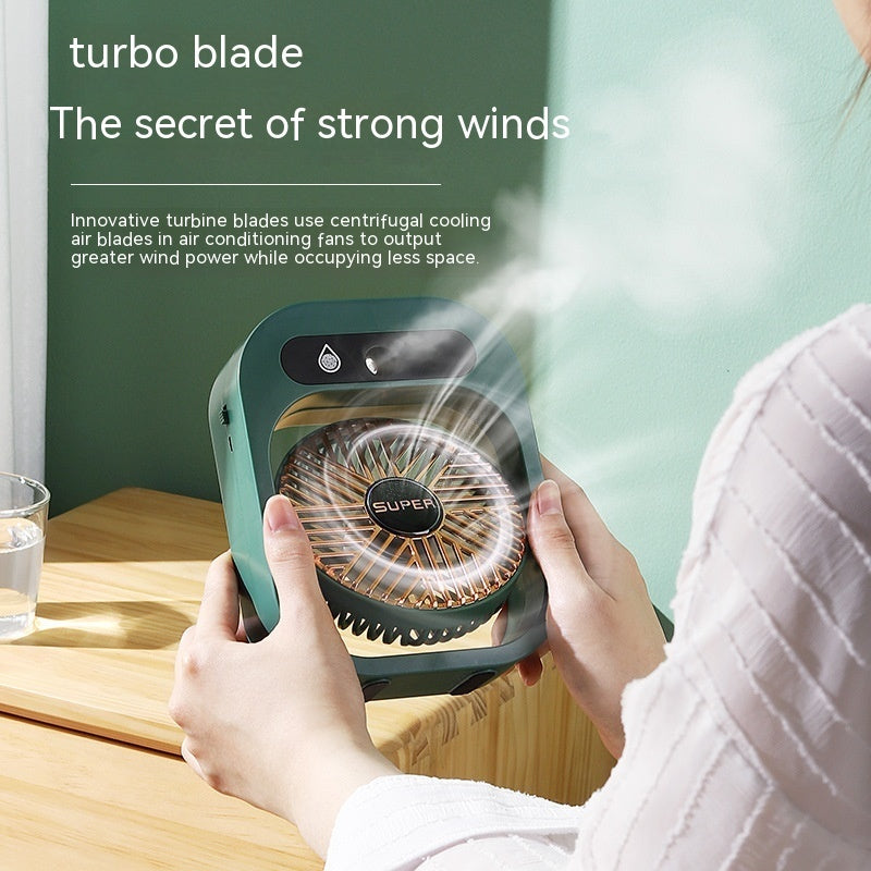Portable USB Misting Fan – Rechargeable Air Cooler & Humidifier with 3 Wind Speeds