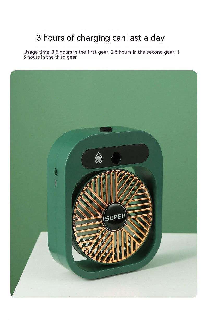 Portable USB Misting Fan – Rechargeable Air Cooler & Humidifier with 3 Wind Speeds