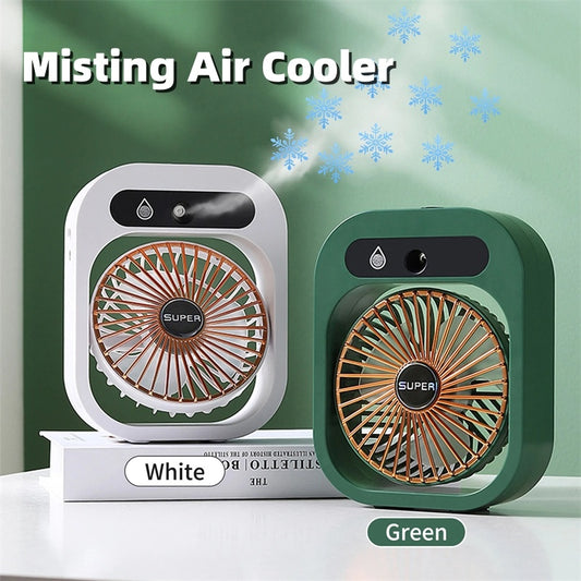 Portable USB Misting Fan – Rechargeable Air Cooler & Humidifier with 3 Wind Speeds